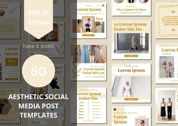 Download 60 Aesthetic Social Media Canva Template - Template Collection
