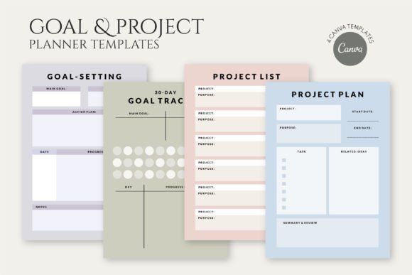 Download Goal &amp; Project CANVA Planner Templates - Template Collection