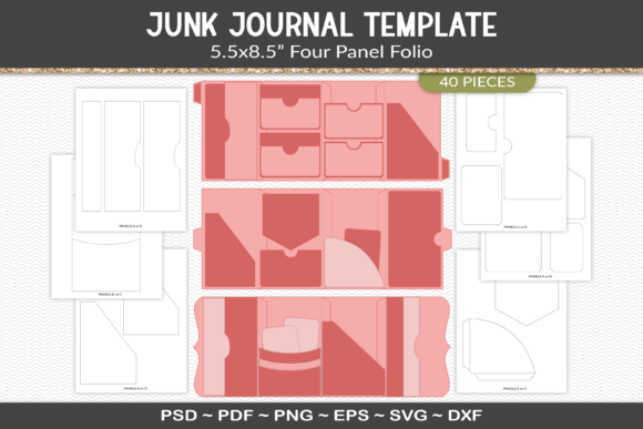 Download Junk Journal Folio Template Kit - Template Collection