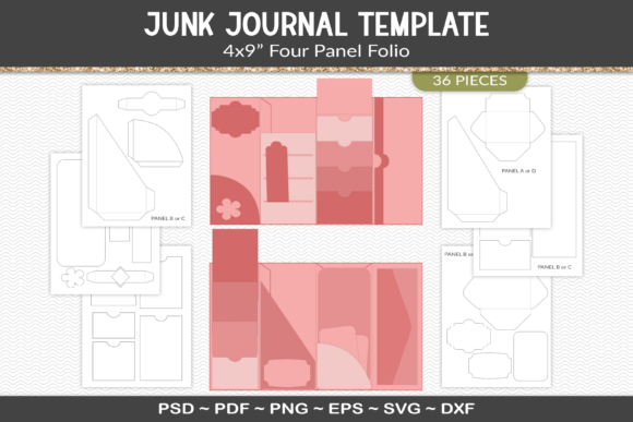 Download Junk Journal Folio Template Kit - Template Collection