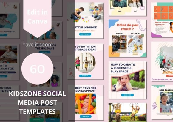 Download 60 Kidszone Social Media Canva Templates - Template Collection