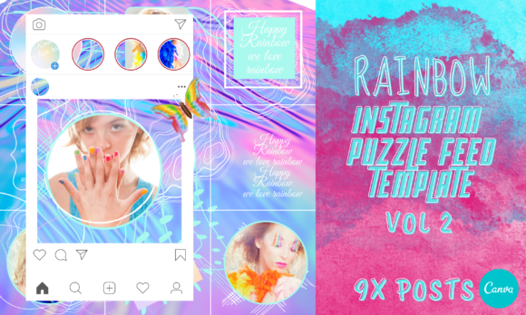 Download Rainbow Instagram Puzzle Template Vol 2 - Template Collection