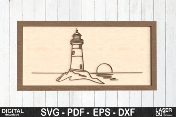 Download Lighthouse Sunset Line Art SVG - Set Collection