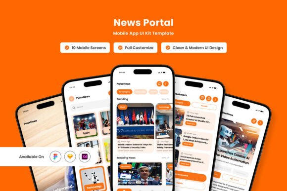 Download Pulse - News Portal App Design Template - Template Collection