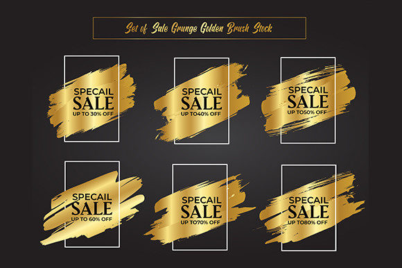 Download Sale Grunge Watercolor Golden Brush Set - Set Collection