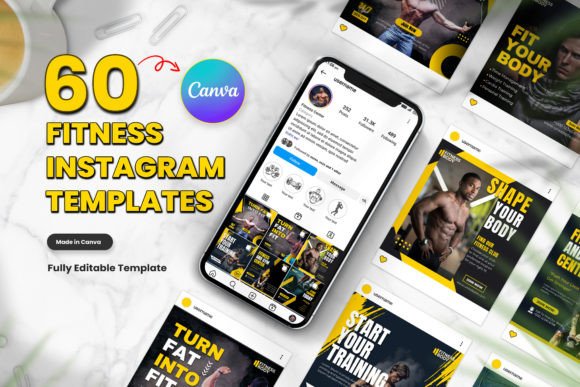 Download 60 Fitness Instagram Canva Templates - Template Collection