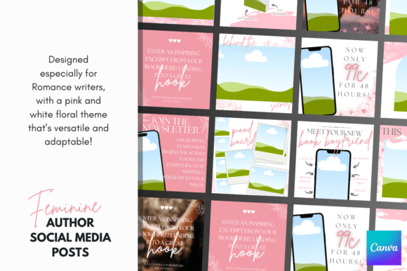 Download Canva Romance Author Social Templates - Template Collection