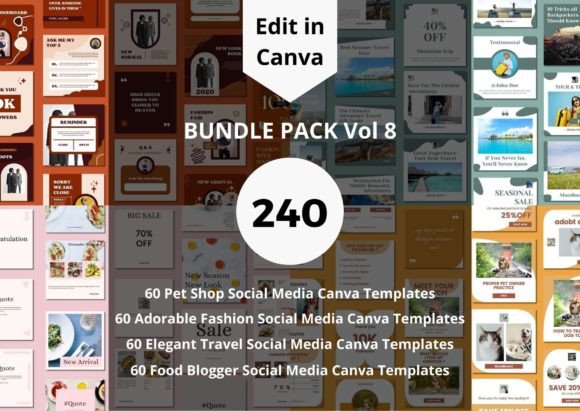 Download 240 Social Media Canva Templates Bundle - Template Collection