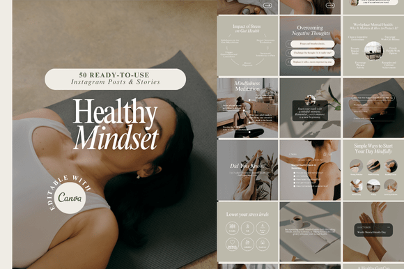 Download Healthy Mindset Instagram Templates - Set Collection