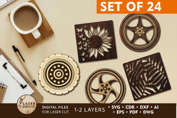 Download COASTERS Bundle Templates for Cutting - Template Collection