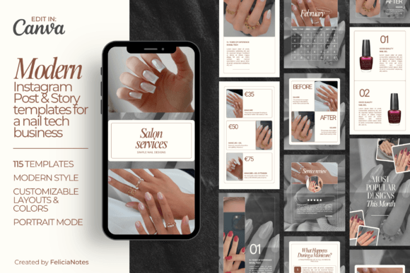 Download Instagram Post Template for Nail Tech - Template Collection