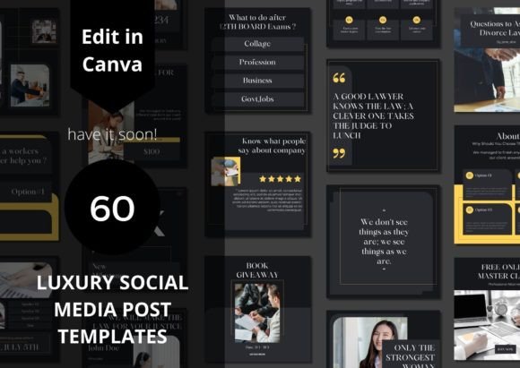 Download 60 Luxury Social Media Canva Templates - Template Collection