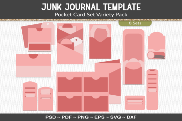 Download Junk Journal Pocket Cards Template Kit - Template Collection