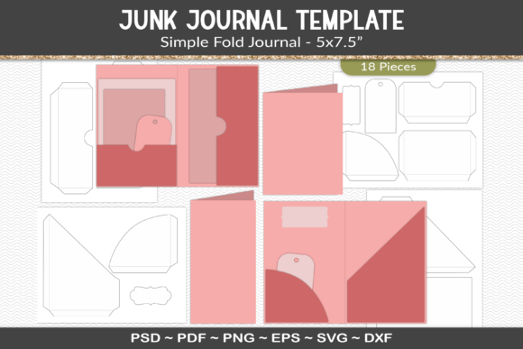 Download JUnk Journal Folio Template Kit - Template Collection