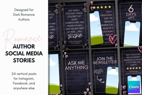Download Canva Romance Author Story Templates - Template Collection