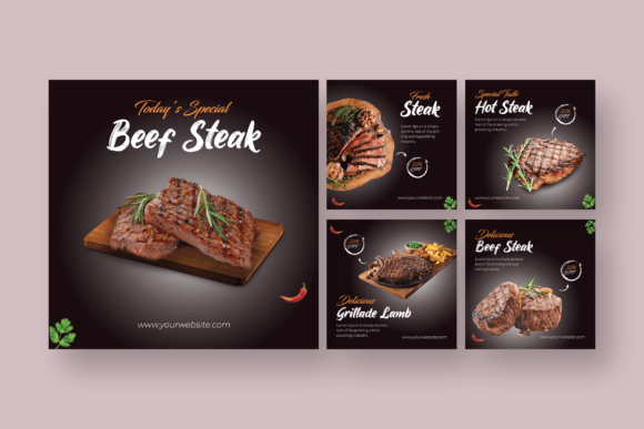 Download Steak - Food Instagram Post Template - Template Collection