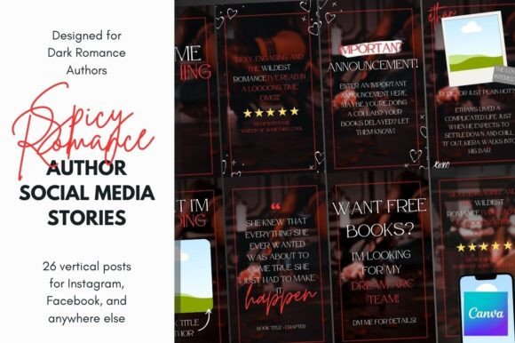 Download Canva Romance Author Story Templates - Template Collection