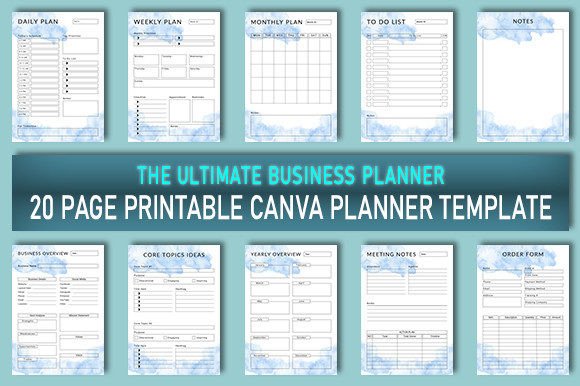 Download Printable Canva Planner Template 20 Page - Template Collection